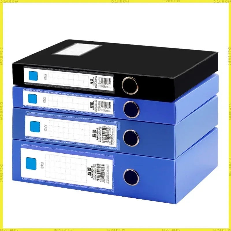 3 Pack Thickened Foldable Pp File Storage Boxes 25 35 55 75mm Thickness Black Blue Office Document Contract Organizer