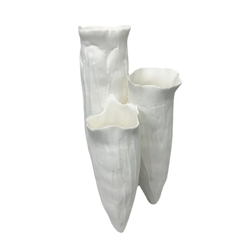Ceramic Vase Abstract Coral Reef Triangular Shape Abstract Handicraft Desktop Storage Container Flower Vase Home Decoration