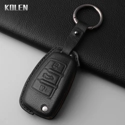 Genuine Leather Car Key Case Cover Shell For Audi A3 8L 8P A4 B6 B7 B8 A6 C5 C6 4F RS3 Q3 Q7 TT 8L 8V S3 Protector Accessories