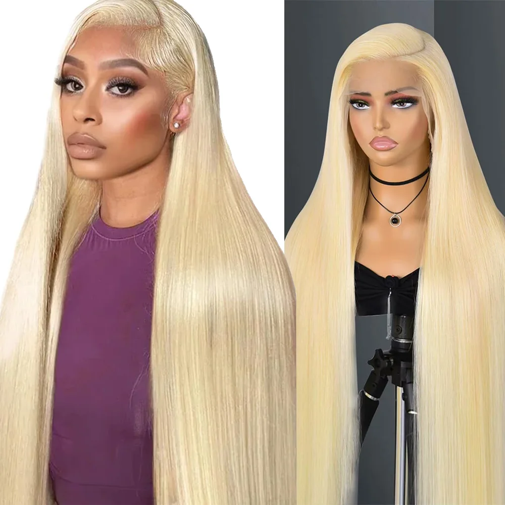 613 Blonde Straight Lace Front Wig Human Hair 200 Density 36 Inch Brazilian Wigs Human Hair Pre Plucked with Baby Hair for Women