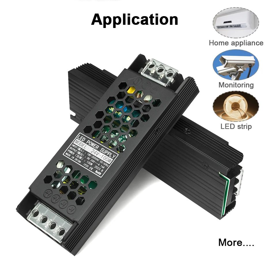 Ultra Thin AC220V Lighting Transformers to DC12V 24V 60W-400W LED Driver Power Supply Adapter for COB Strip CCTV Lights