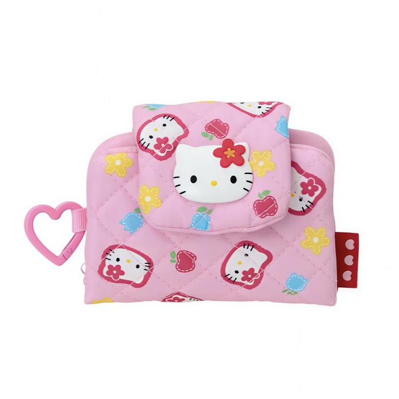 

Sanrio Style Cartoon Cute Cat Foldable Card Holder Multi-Functional Storage Bag Keychain Coin Purse Wallet Cotton Storage Pouch