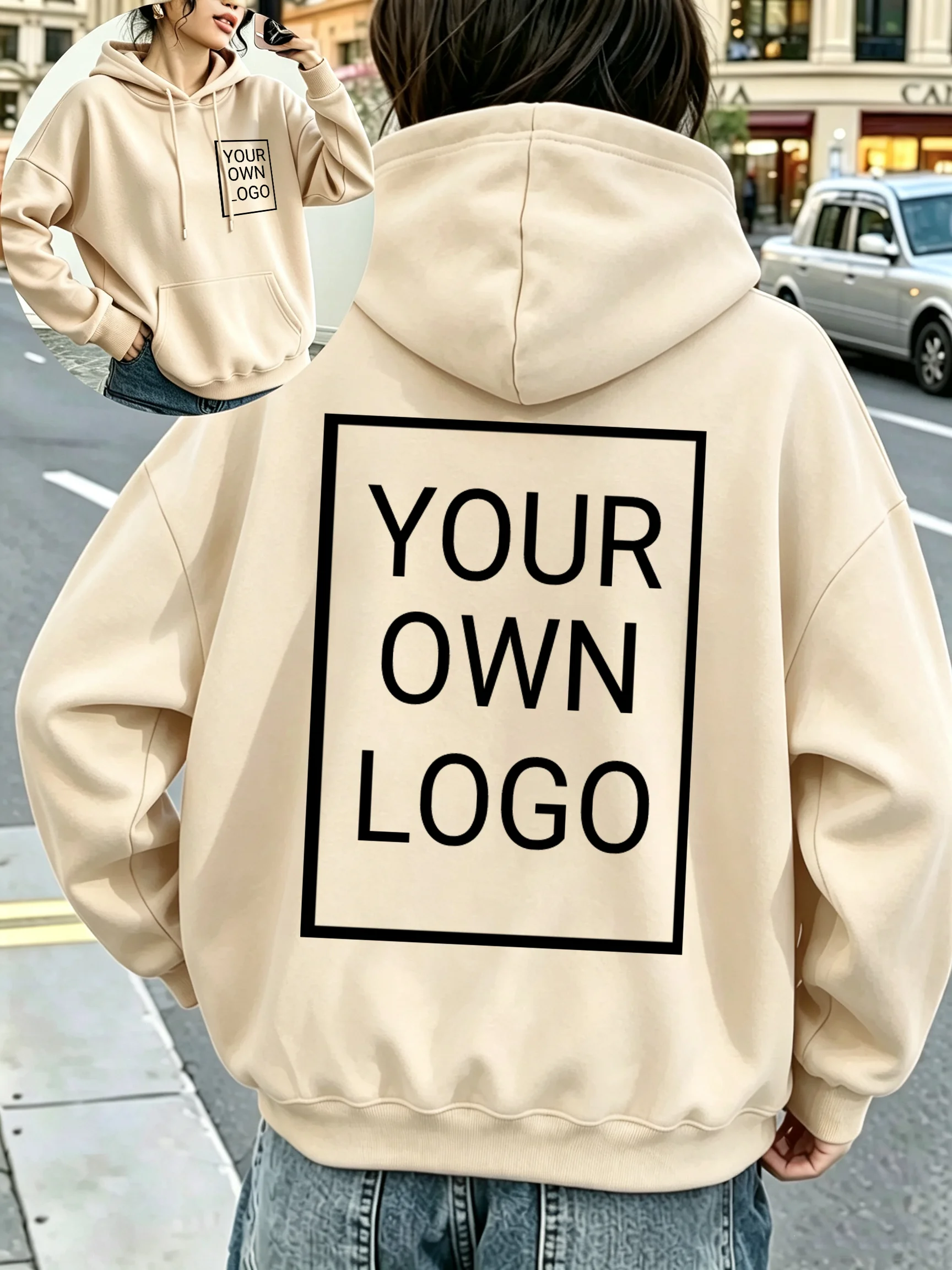 Customized Team Logo Design Korean Women Hoodies Hip Hop Loose Hoody Pocket Comfortable Pullovers Autumn Fleece Streetwear