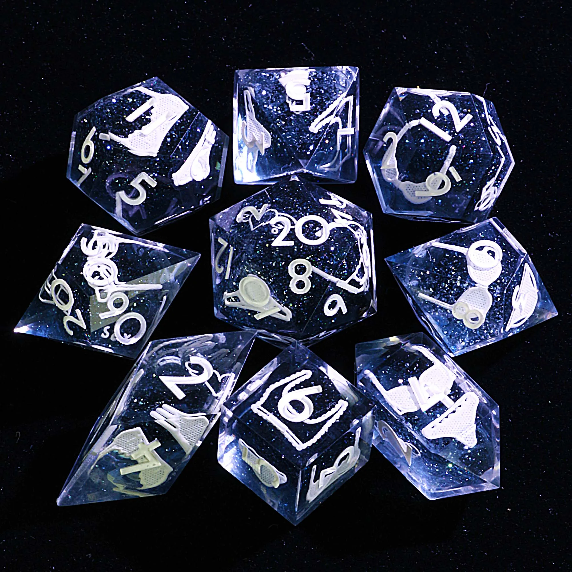 

9 Polyhedral DD Sets of Dice Midnight Angel's Taboo
