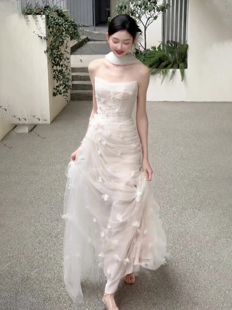 

Ele Light Wedding Dr Fi Tail Bridal Gown with Strap for Women Luxury mat Morning Robe Flower Pattern