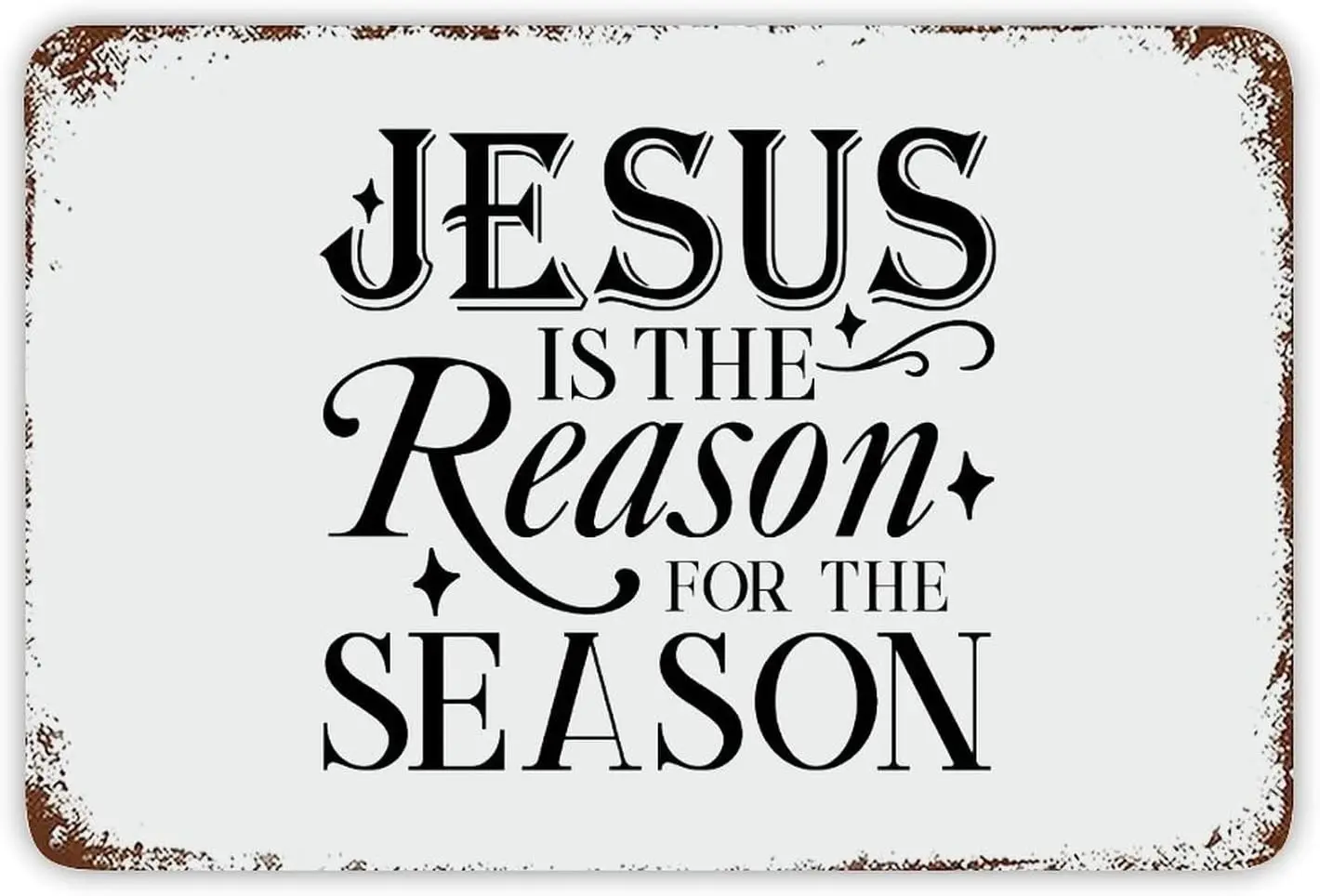 Y1,Christmas Metal Sign,Jesus is The Reason for Season Vintage Sign  Modern Quote Waterproof Aluminum Tin Signs In