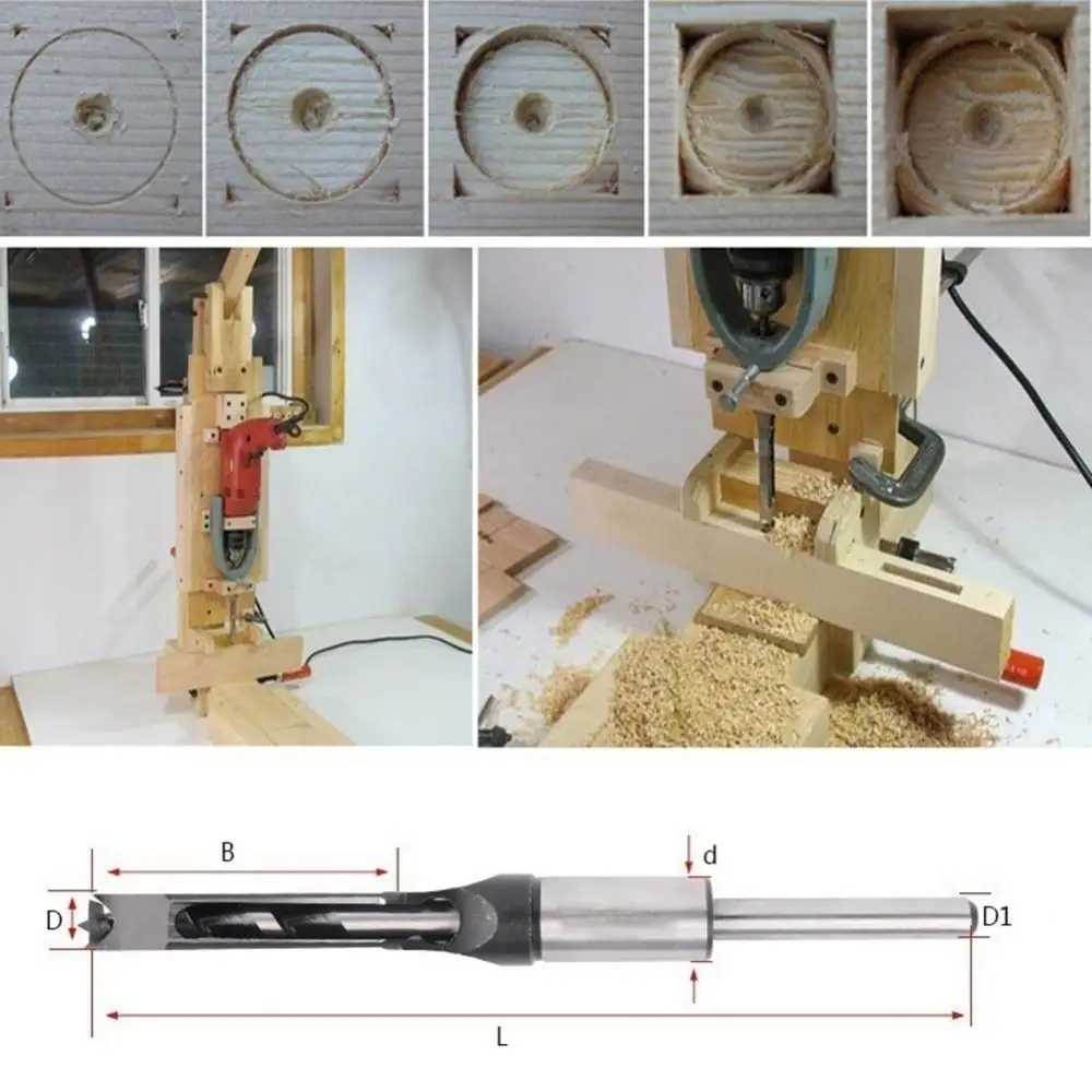 Hole Drill Bit Woodworking Tool Tool Woodworking 6/6.4/8/10/12.7mm HSS Square Mortising Chisels Tool