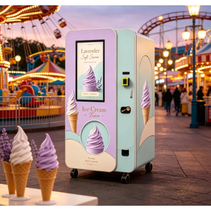 Automatic Unmanned Ice Cream Vending Equipment 59 Kinds Soft Ice Cream Touch Screen Cloud System With SDK Interface