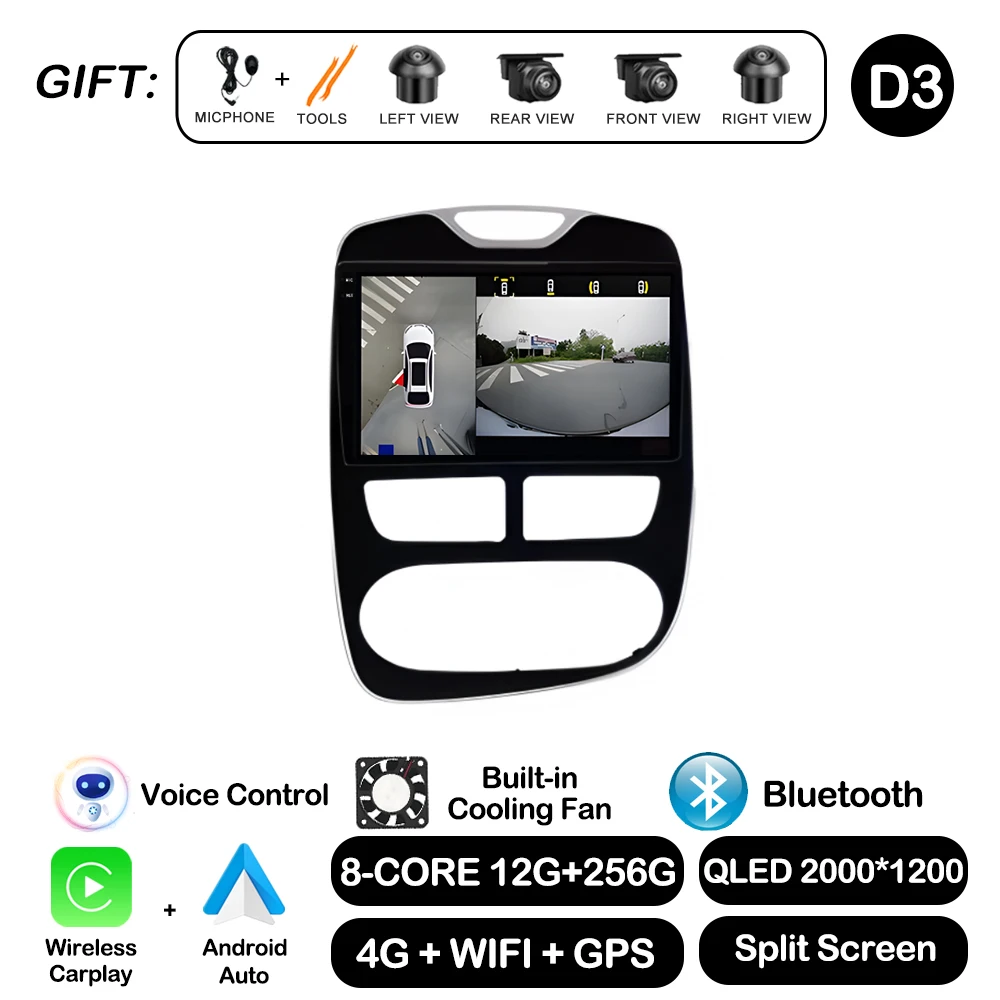 10 ''Voor Renault Clio 4 2012-2016 Carplay Autoradio Multimedia Video Player Android Auto 4G WIFI GPS navigatie DSP stereo BT