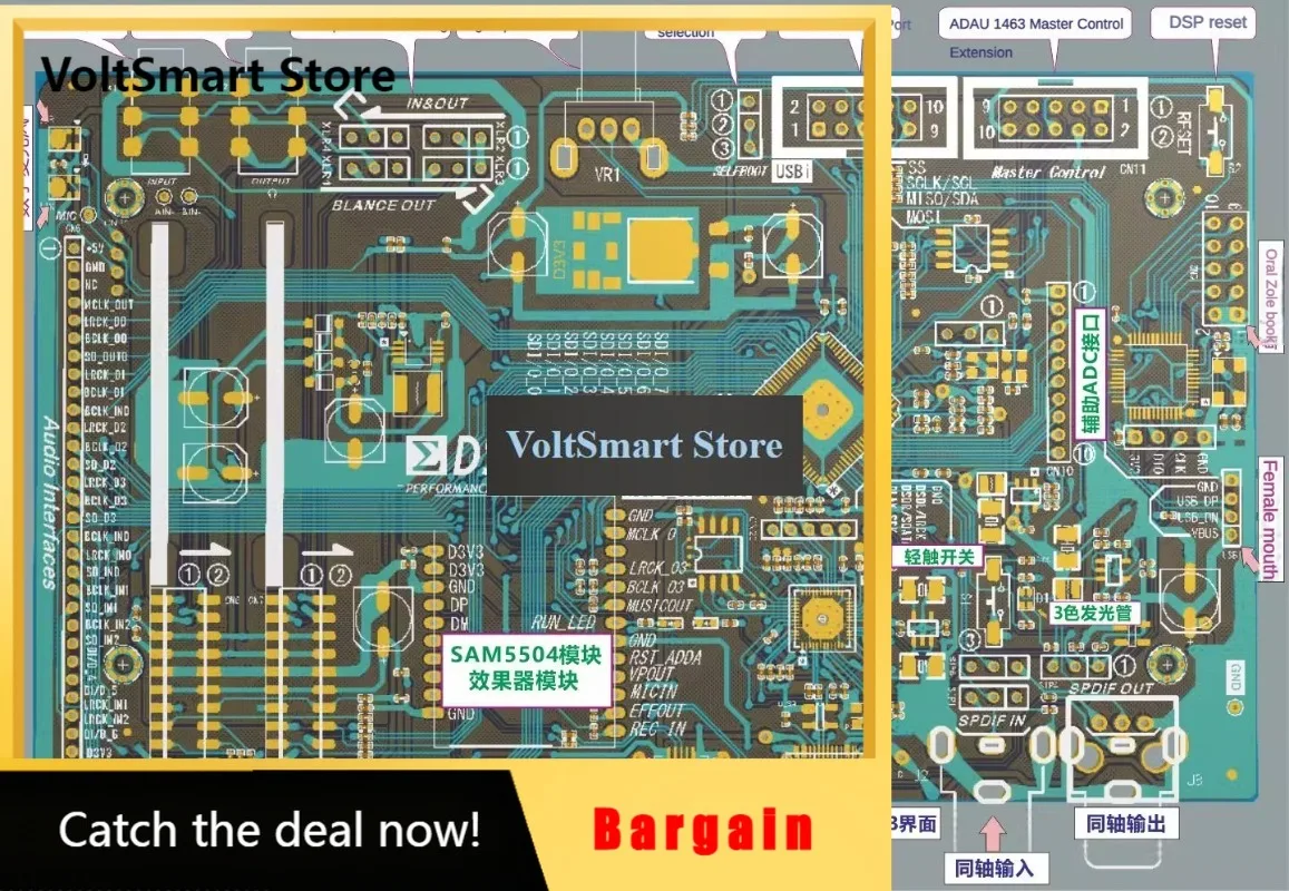 VoltSAdau1463 Development Board Adau1467 Compatible With Ct7601usb Interface Sam5504 Effect Module