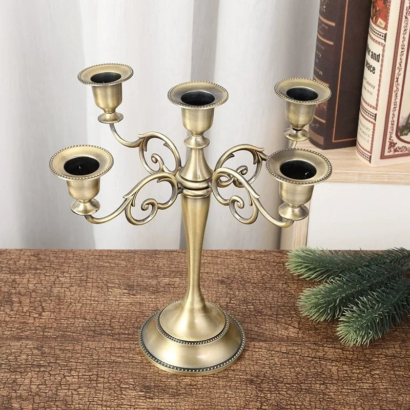 Europe Classic 3/5arm Metal Candlesticks Gold Candle Holders For Home Decoration ZT015