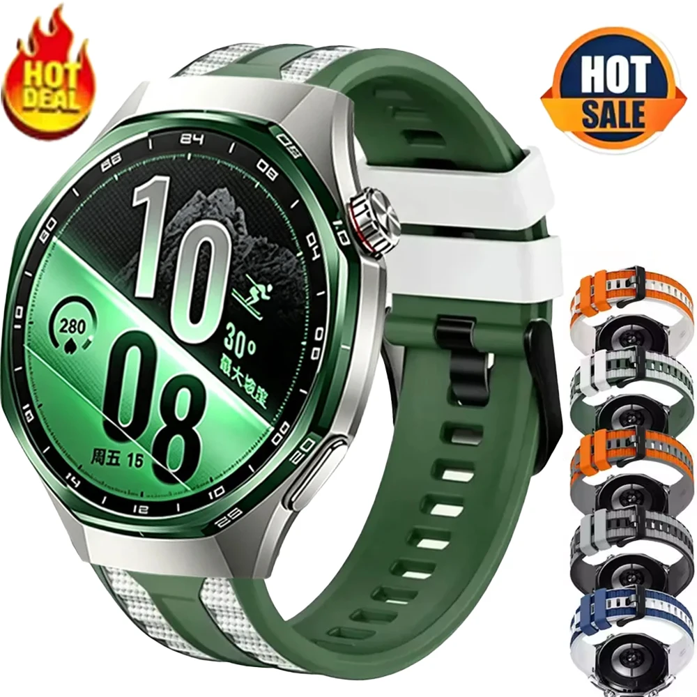 Official 22mm Two-color Silicone Strap for Huawei Watch 5 4 GT7/6/5/4/GT7 Pro 46mm Wristband Huawei Watch Ultimate 2/GT Runner 2