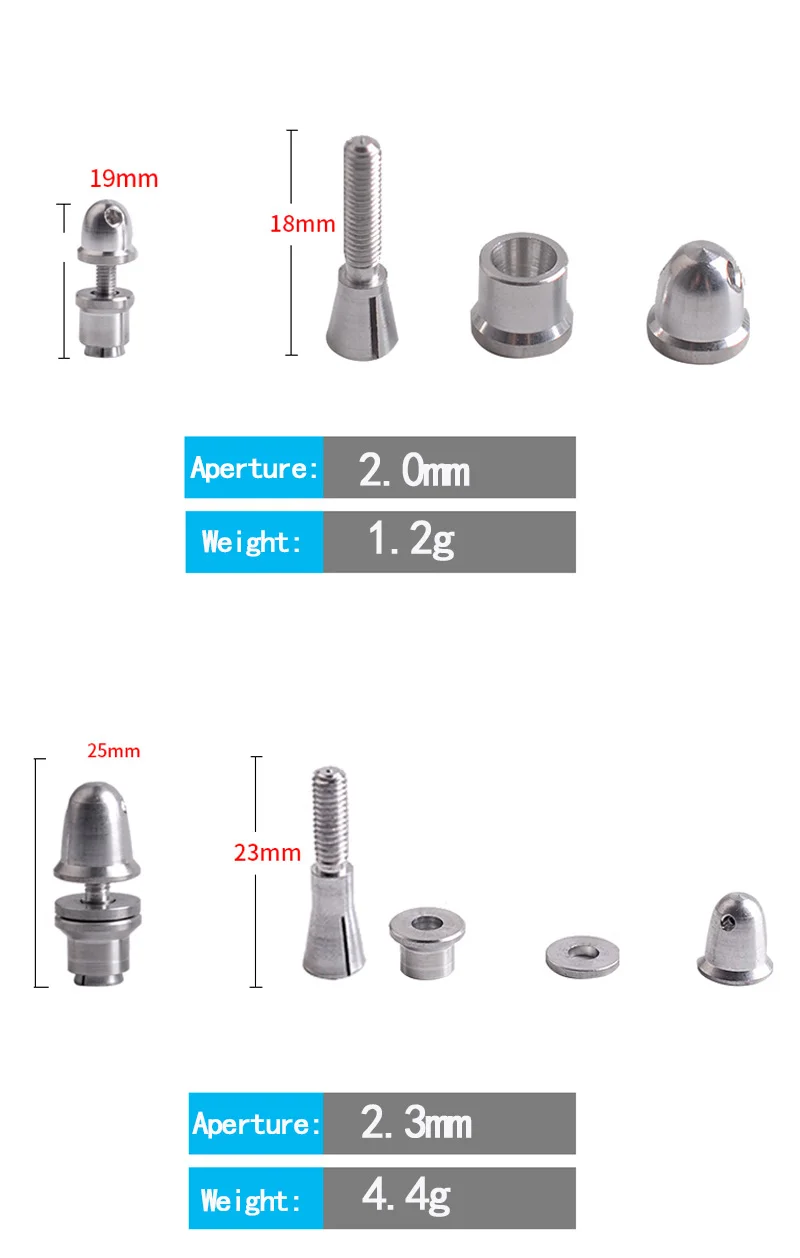 5PCS YSIDO 2.0 2.3 3.0 3.17 4.0 5.0mm Aluminum Bullet Propeller Adapter Holder for RC Airplane Quadcopter Brushless Motor Parts