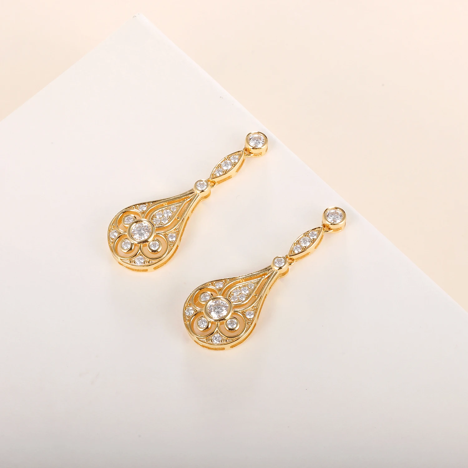 TYYL Moissanite Drop Earrings for Women 925 Sterling Silver Vintage Teardrop Design Sparkling Dangle Elegant Bridal Jewelry Gift - view 3