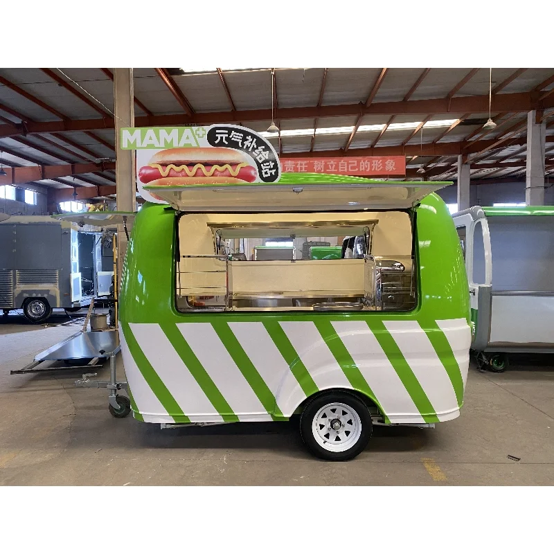 Luxury Mobile Catering Trailer Burger Van Hotdog Food Cart Refrigerator Ice Cream Food Truck with Full Kitchen Juicer Coffee Bar
