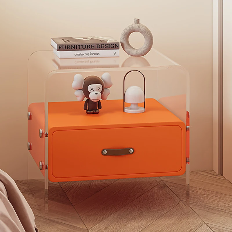 Nordic Acrylic Nightstands,Furniture Solid Wood Storage,Multi Functional Living Room Sofa Side Cabinet Bedroom Bedside Tables
