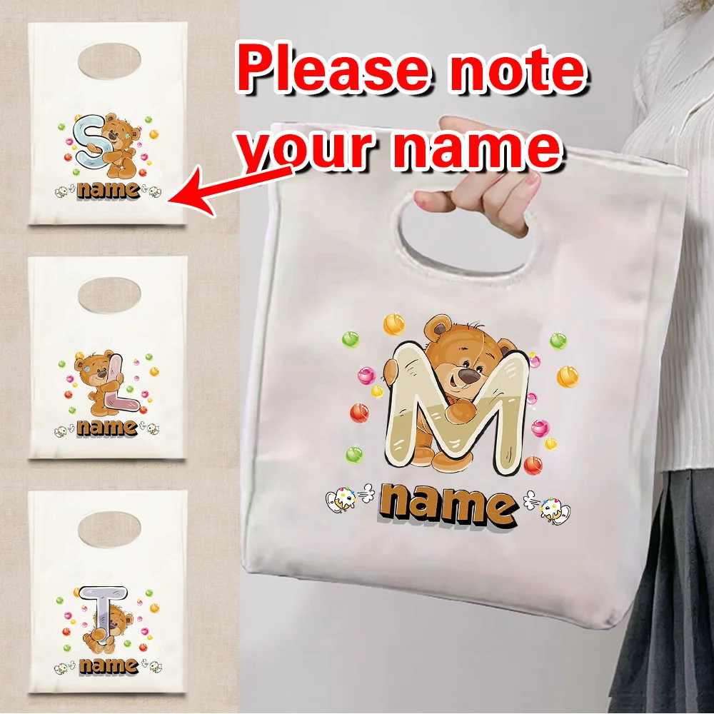 

Портативная сумка для обеда с индивидуальным именем, офисная сумка для хранения еды, многоразовая утолщенная сумка для пикника на открытом воздухе