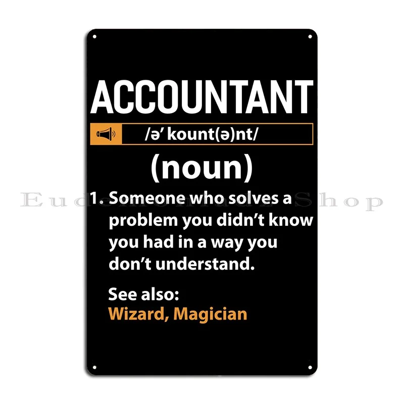 Accountant Cpa Analyst Metal Sign PaintingCustom Wall Decor Bar Wall Decor Tin Sign Poster