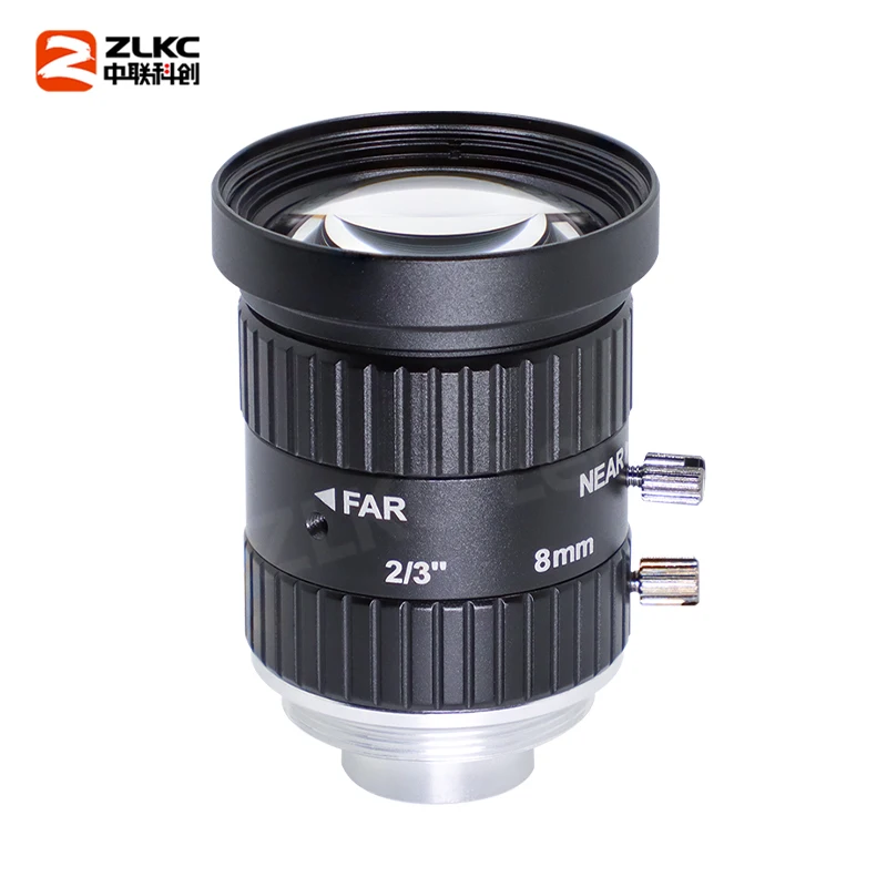 10Megapixel 8 mm 2/3 Lens Fixed Focus Camera Lens Manual Iris C Mount F2.8 10MP FA CCTV Low Distortion Lens for Basler Camera