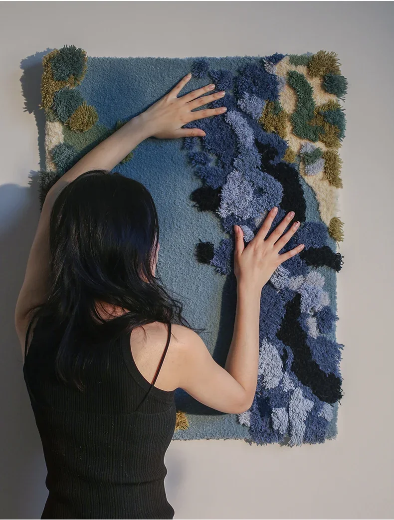 Fiber Art | Handmade Irregular Carpet | Home Wool Light Luxury Premium Bay Window Mat Bedroom Bedside Blanket