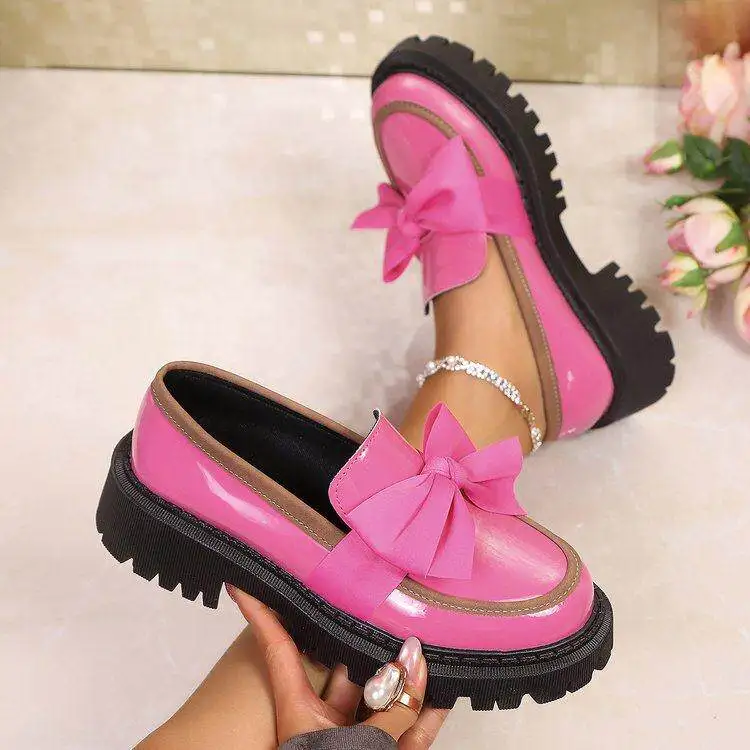 Casual Color Block  Knot Loafers Women's Shoes Spring 2026 New Style Large Size Single Shoes Female Slip-On Pumps - view 2