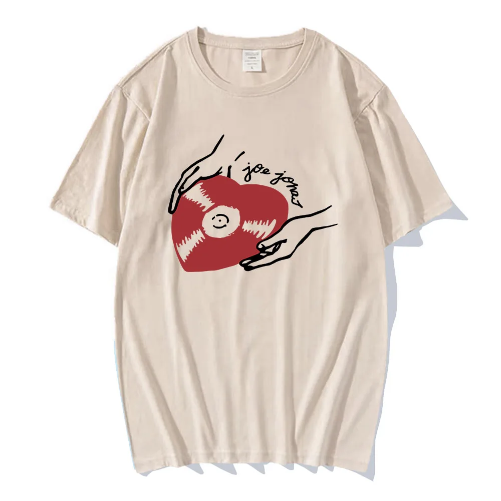 

Heart Record Tee Singer Joe Jonas Printing T-shirt Cotton Short Sleeve O-neck Tshirt Fashion 2025 NEW Tee-shirt Graphic Clothes