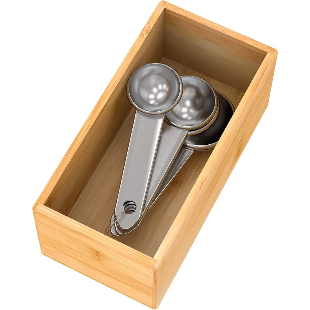 

Bamboo drawer organizer, kitchen utensil rack, small wooden silverware organizer, stackable cutlery box tray