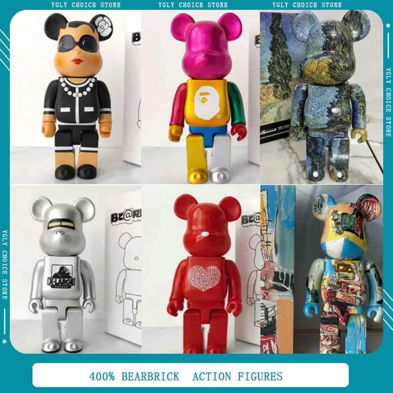 [In Stock] 400% BEARBRICK Action Figures Anime Movies Character Figure PVC Statue Room Model Decoration Kids Gifts 28cm