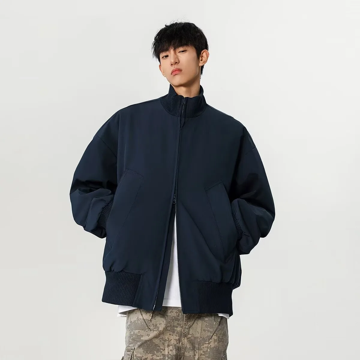 

American High Street Sle Pilot Jaet Men's Spring Autumn Loose Fit Outerwear Baseball irt Classic J45 Polyester Fiber