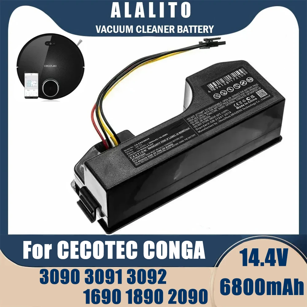 

6800mAh Vacuum Cleaner Conga 3090 Battery for Cecotec Conga 3090 3091 3092 Vacuum Cleaner Accessories Replacement 14.4V Li ion