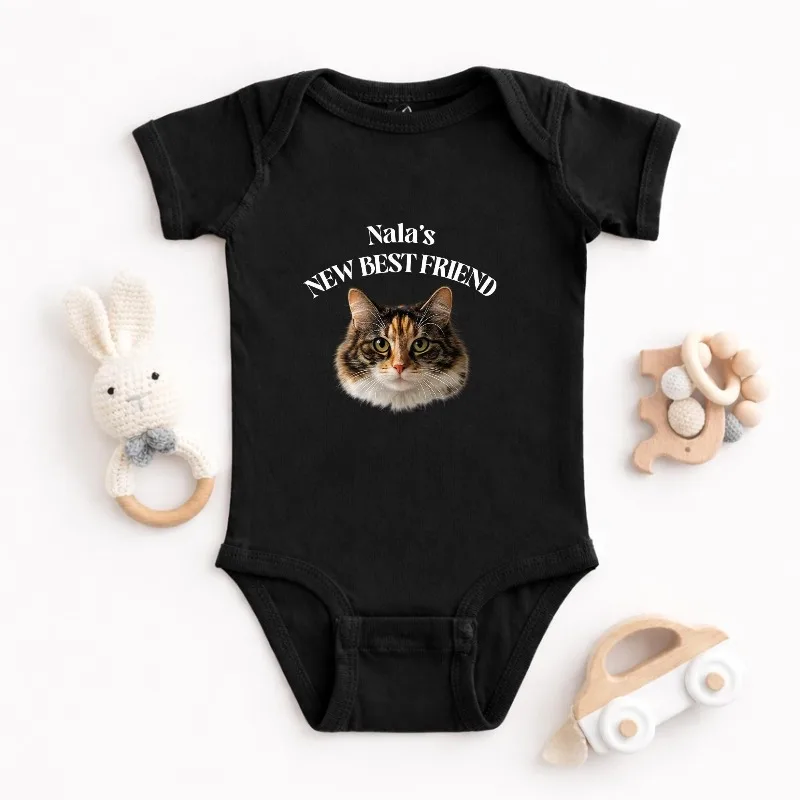 Custom Pet Portrait Baby Bodysuit, Personalized Dog Cat Onesie with 