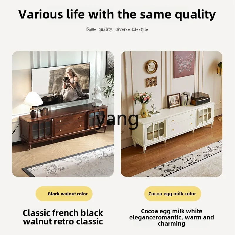 Mueble de TV francés de madera maciza LT, mueble de TV de troncos para sala de estar moderno y sencillo