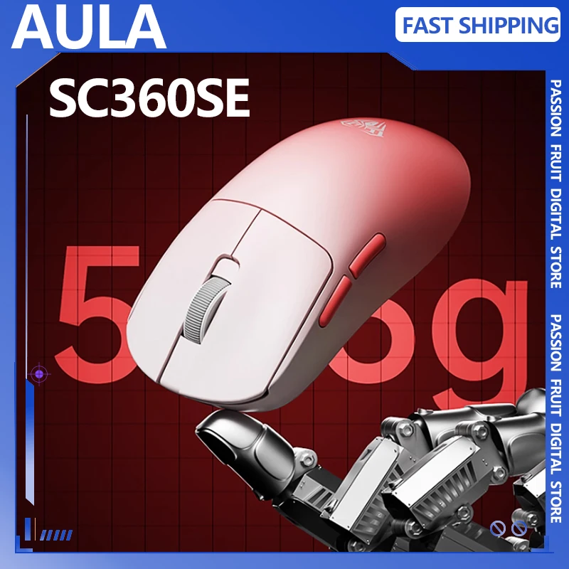 

New Aula SC360SE Wireless Mouse 1000hz Three-mode 55g Lightweight E-sports Game Wired 2.4G Bluetooth Notebook Desktop PC Gift