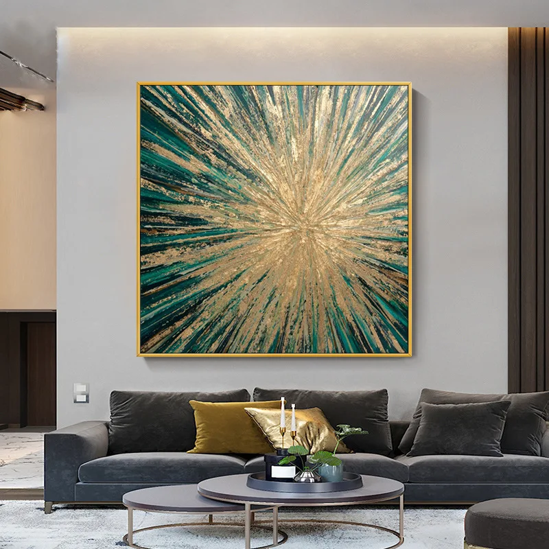 Oil Painting On Canvas Hand-painted Golden Light Overflowing With Gold Foil Abstract Wall Art Decoration For Home Decor Gifts