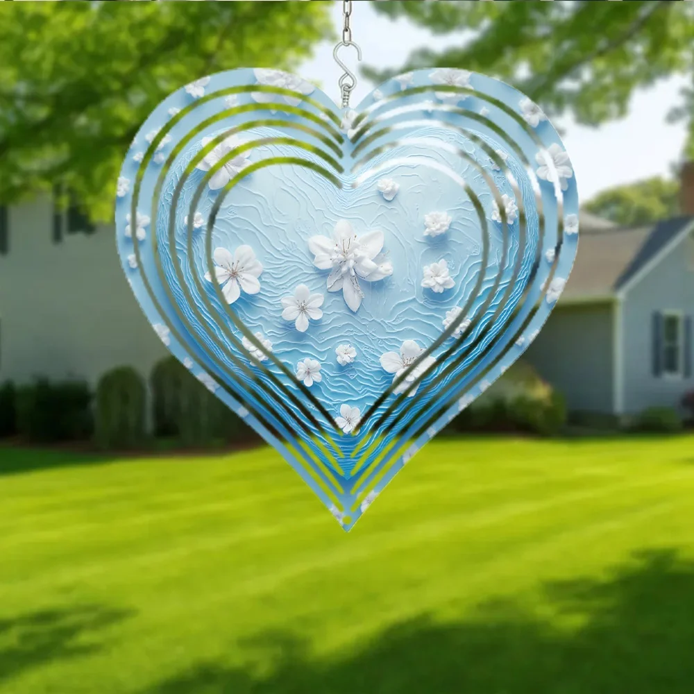 2D Flat - Two-Dimensional Flat Design, a Single Metal Wind Chime, Decorative Hanging Piece Featuring Serene White