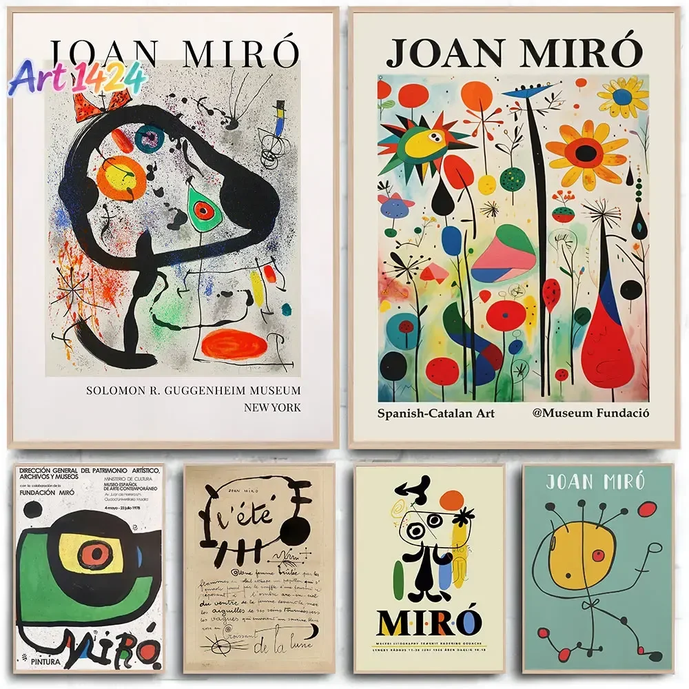 Joan Miro Abstract Art Vintage Posters Canvas Painting Print Room Home Kitchen Bar Cafe Room Wall Decor