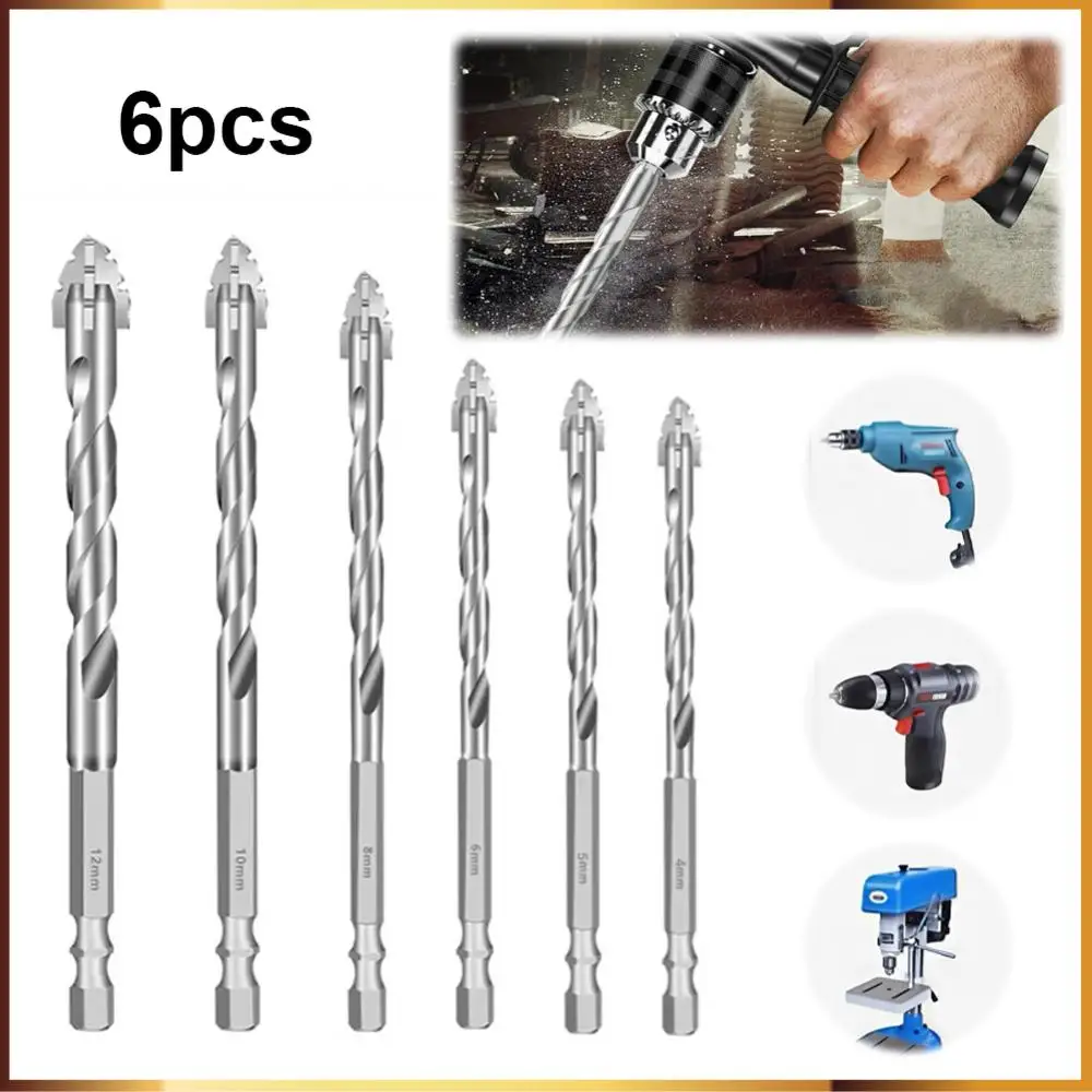 

6PCS 4-Blade Saw Tooth Eccentric Drill Bit Hard Alloy Eccentric Twist Drill Bit High-Strength Professional Rotary Tool Accessory