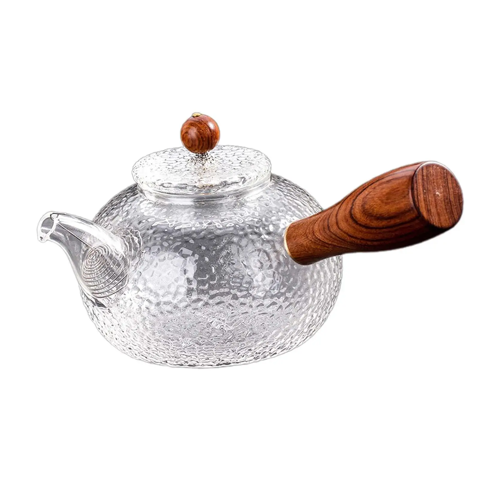 Teapot Office Hand Blowing with Built-in Traveling Creative Teaware for Blooming and Loose Leaf 300ml Household Wooden Handle