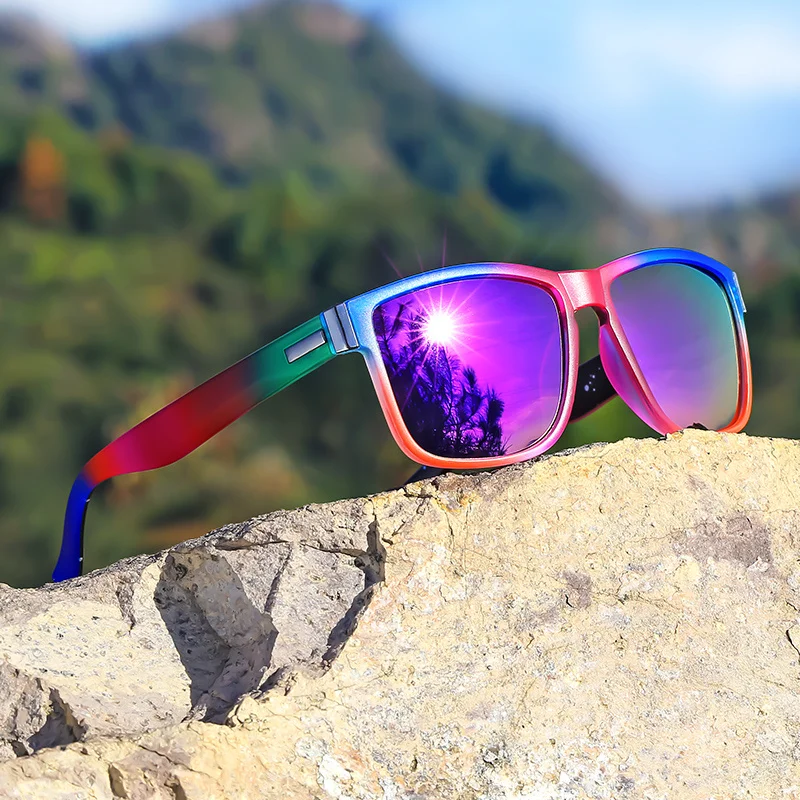 Vibrant Gradient Polarized Sports Sunglasses for Men & Women - UV Protection, Fashionable Design with Metal Hinges Outdoor
