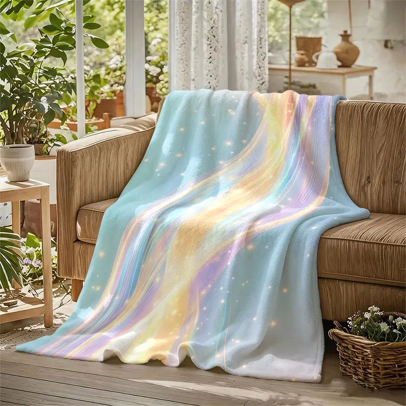 Iridescent Glowing Ribbon Flannel Blanket Warm Soft Halloween Christmas Decorative Couch Warm Cozy All-Season Gift
