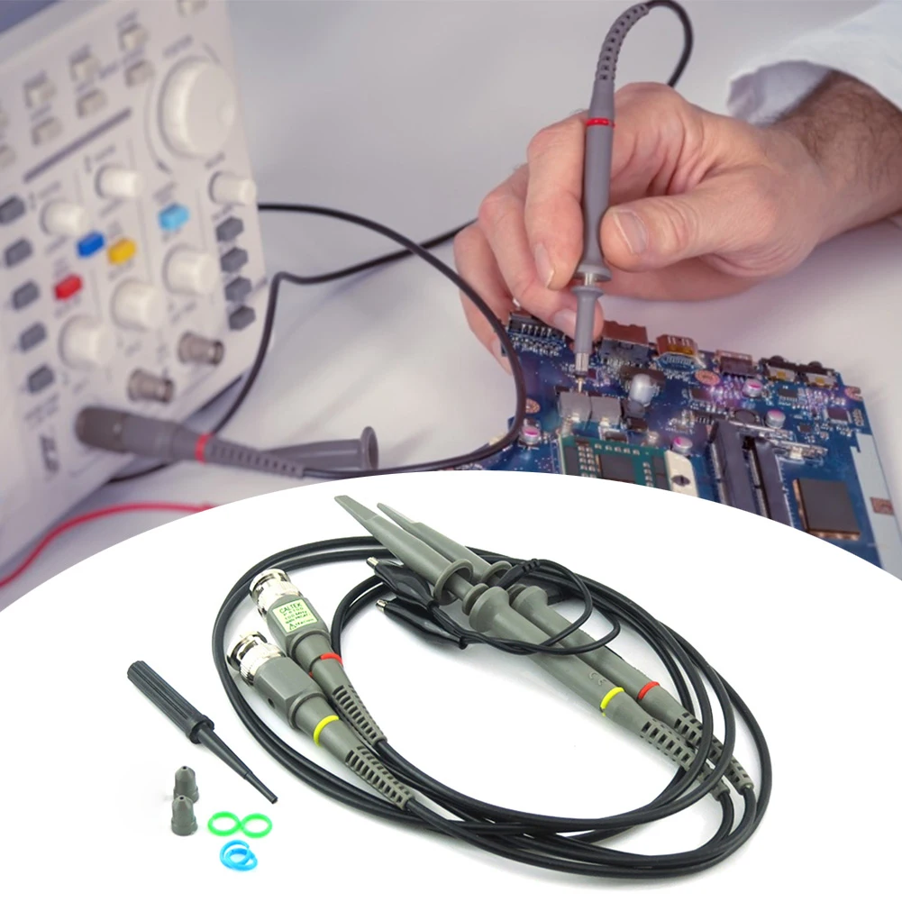 2pcs P6100 BNC Oscilloscope Probe Kit Integrated Injection Molding High Precision Scope Analyzer Clip test Probes