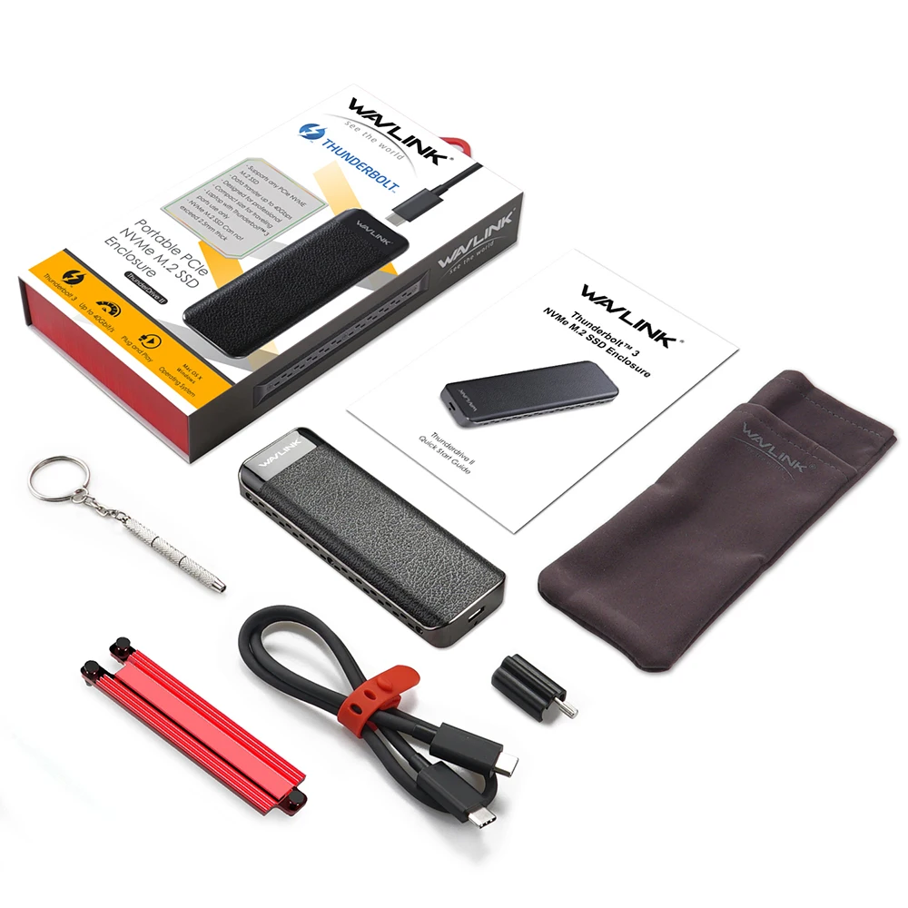 Obudowa Wavlink M.2 NVMe PCIe SSD z certyfikatem Intel Thunderbolt ™   3 40 Gb/s Transfer Aluminiowy Zewnętrzny 2 TB Dla Windows i Mac OS
