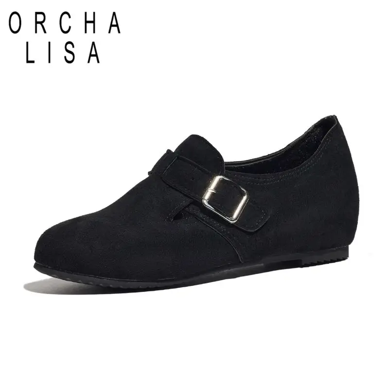 ORCHA LISA 2026 Fresh Style Womens Ballerina Footwear Circular Toe  Suede Pull On Strap Buckle Extended Sizes 41 42 43 Shoes