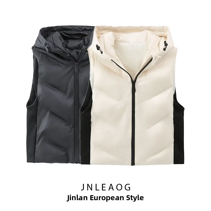 JNLEAOG Fashionable Cotton Vest Autumn New Style Women's Clothing Pressed Glue Process round Neck No Button Polyester Fiber