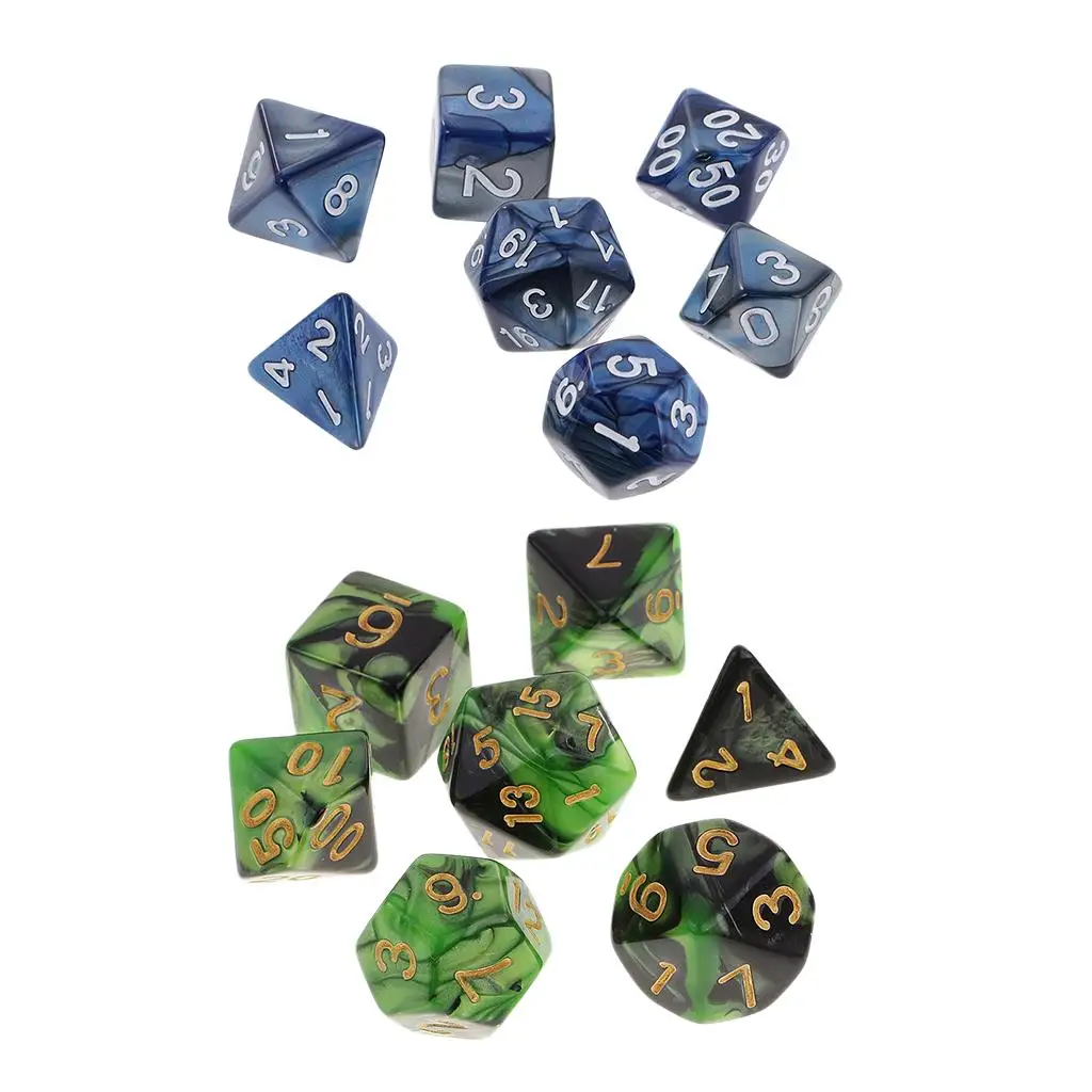 Dés polyédriques de 16mm, deux couleurs, pour jeux de table Donjons et Dragons, 14 pièces