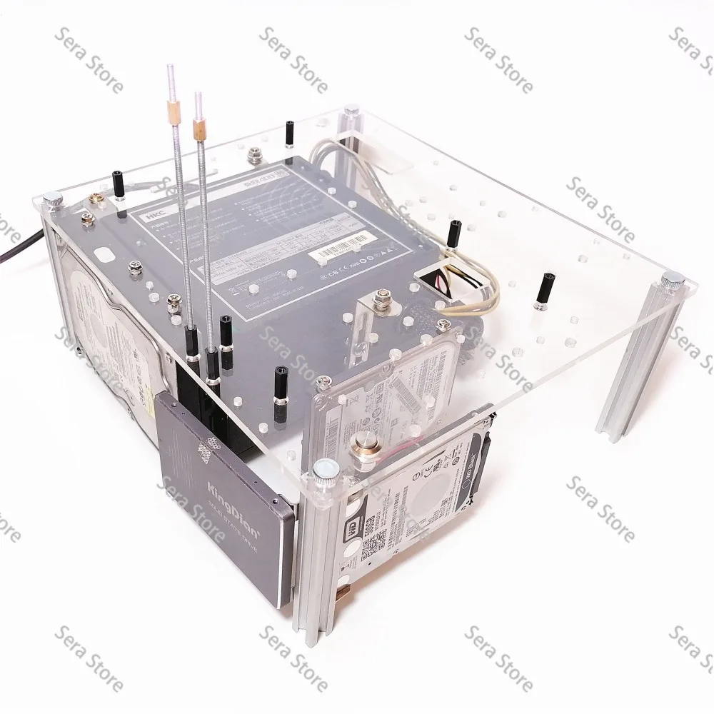 Fully transparent acrylic horizontal desktop computer case, personalized and creative open case