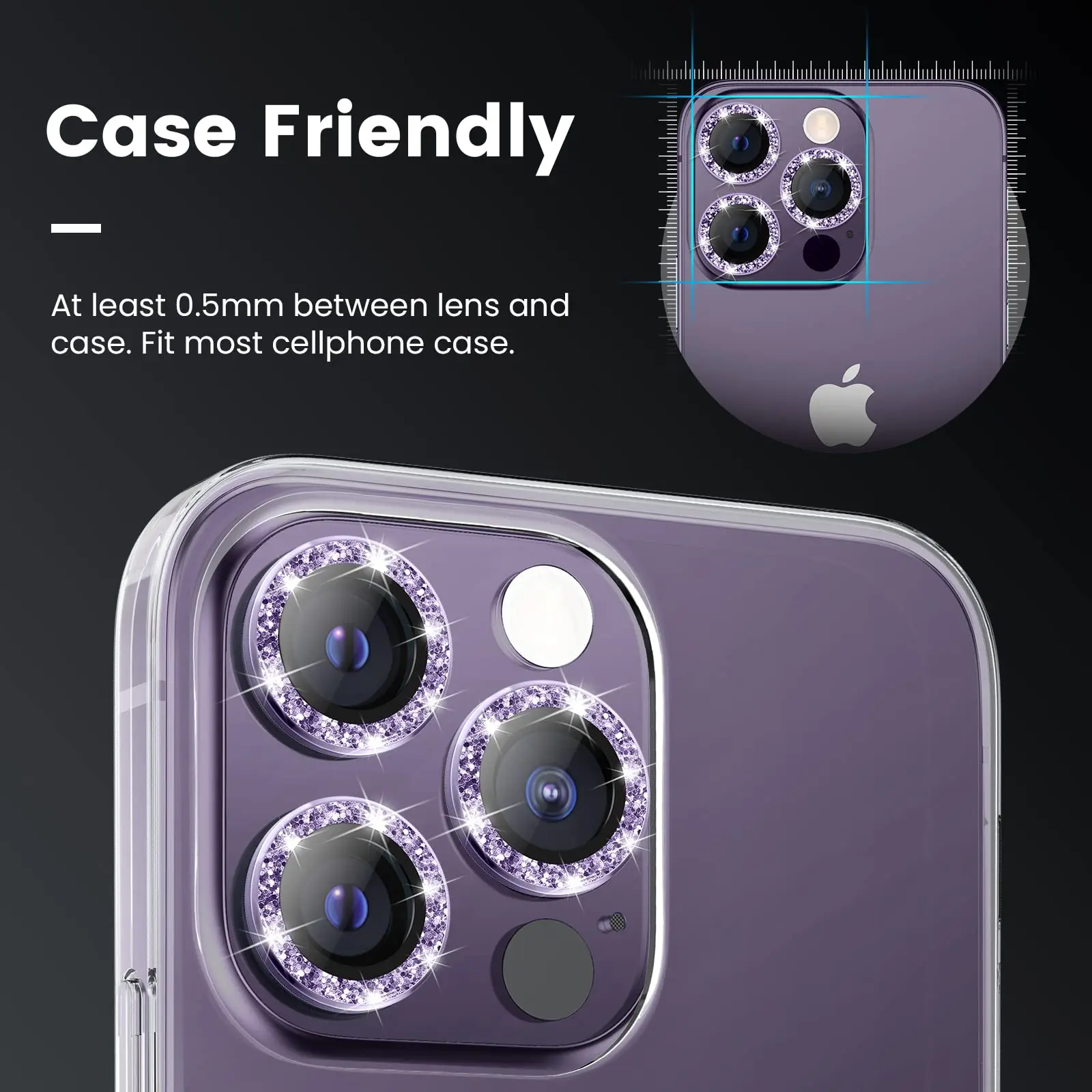 3Pcs Case For iPhone 11 12 13 14 15 Pro Max Case Camera Lens Protector Case For iphone14 Pro Max  Diamond Glass Screen Protector