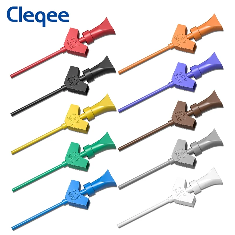 Cleqee P5003 10 sztuk SMD IC Test Hook Clip Mini chwytaki dla Dupont przewód połączeniowy DIY oscyloskop do deski do krojenia chleba analizator stanów logicznych