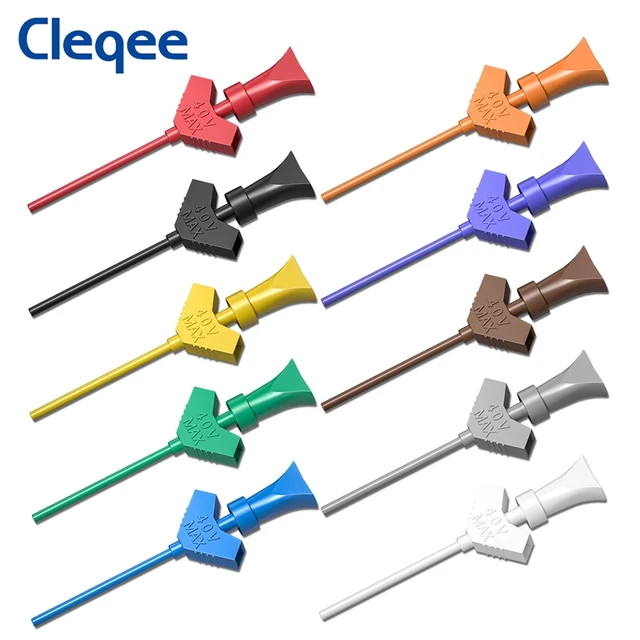 Cleqee P5003 10 sztuk SMD IC Test Hook Clip Mini chwytaki dla Dupont przewód połączeniowy DIY oscyloskop do deski do krojenia chleba analizator stanów logicznych