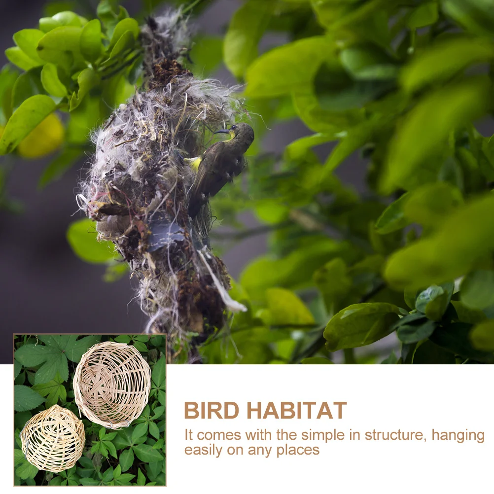 

8 Pcs Bird Nest with Hook Hanging Nests Handmade Bamboo Birds Breeding Bird's for